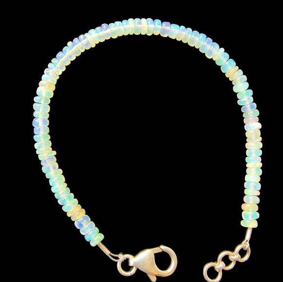 Natural Ethiopian Opal & Sterling Silver gold plated Bracelet - Picture 7 of 10